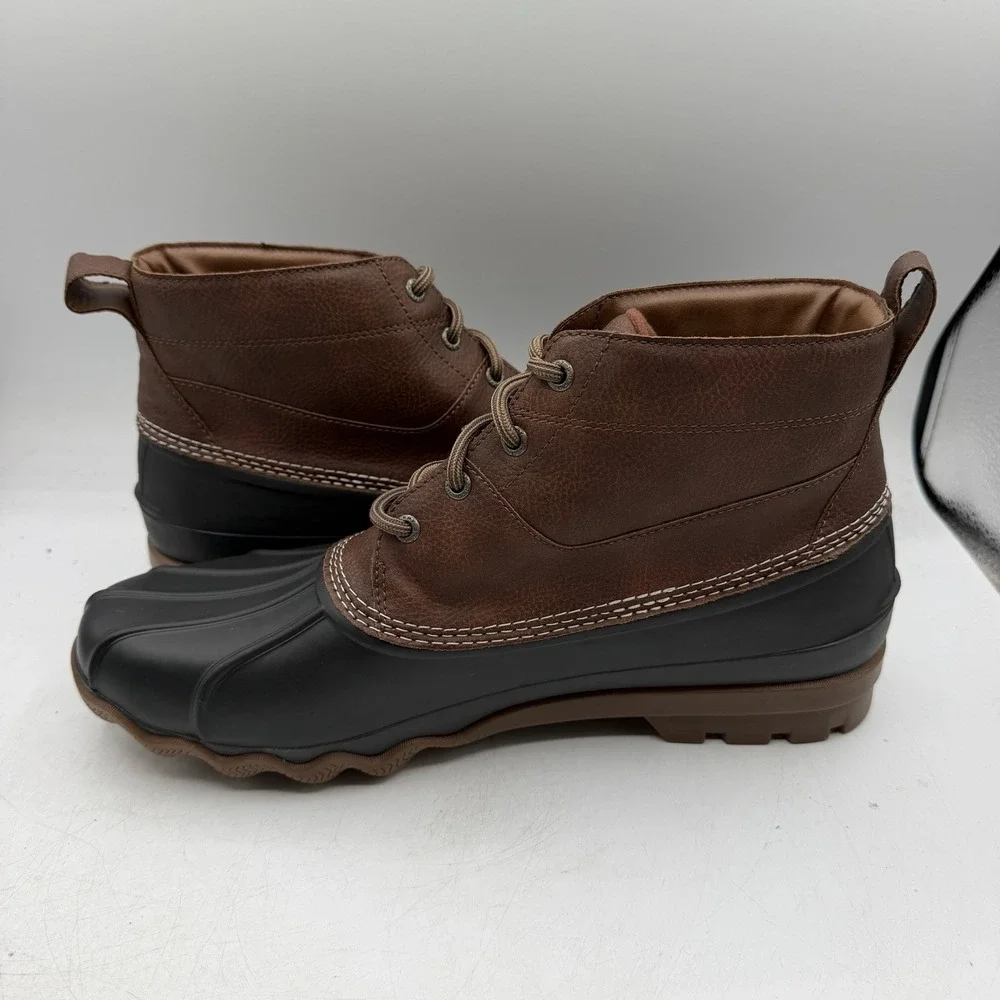 Sperry Brewster Duck Boots Mens Sz 12 Brown Black Rain Waterproof STS22783